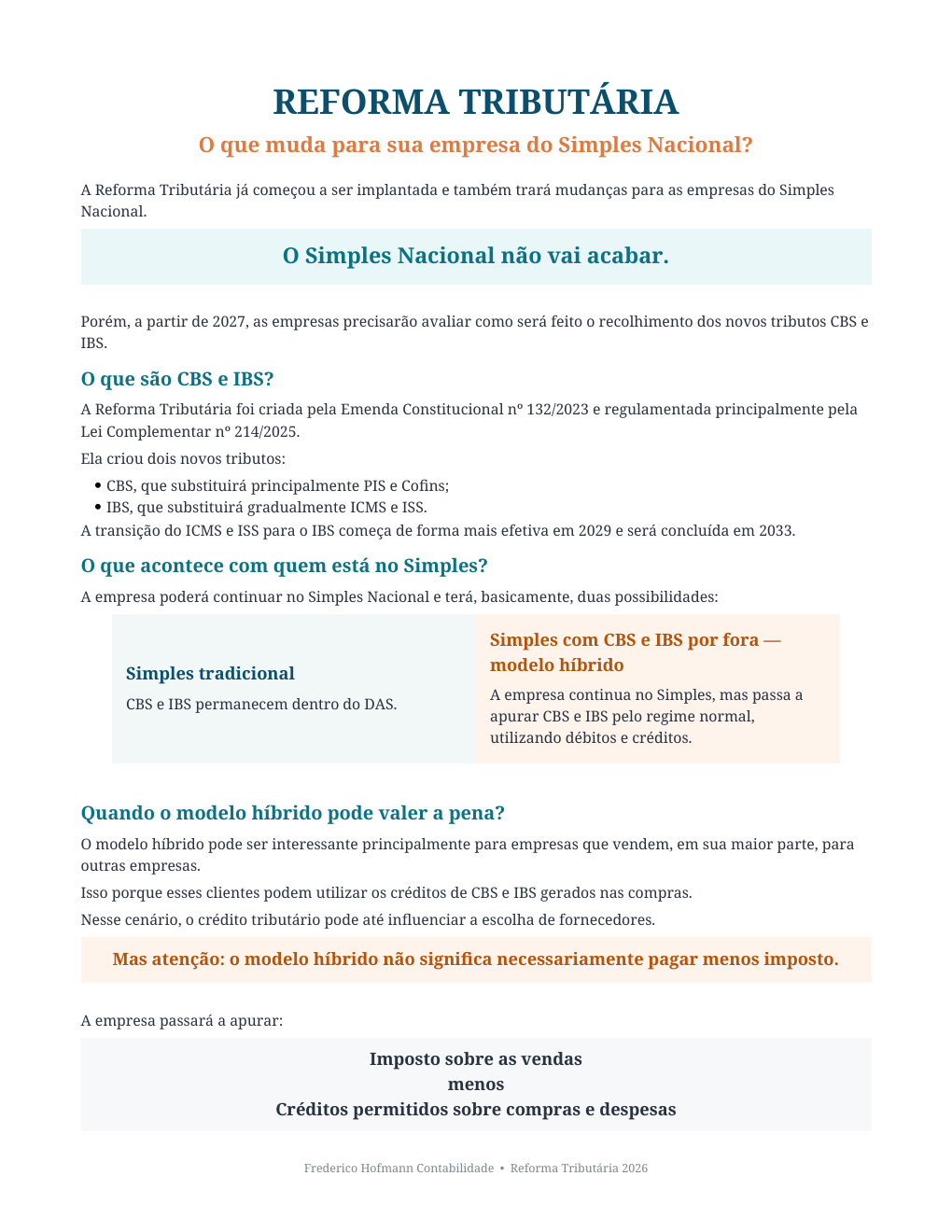 Capa do informativo O que muda para sua empresa do Simples Nacional?
